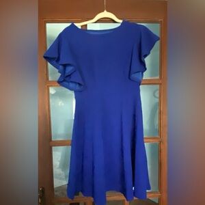 Elegant Royal Blue Flutter Sleeve Dress